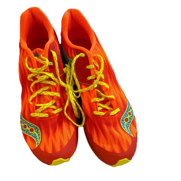 Saucony Orange Spike Track Shoes w Spikes Sz 10 Athletic Sporty Athlete - Picture 2 of 8